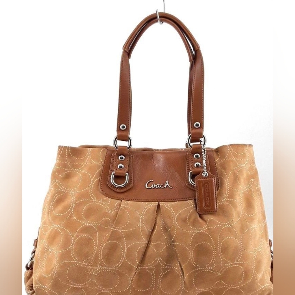 Coach Tan Suede And Leather Women's Bag
